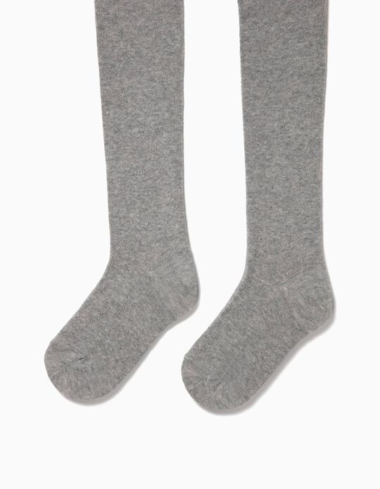 Knit Tights for Girls, Grey