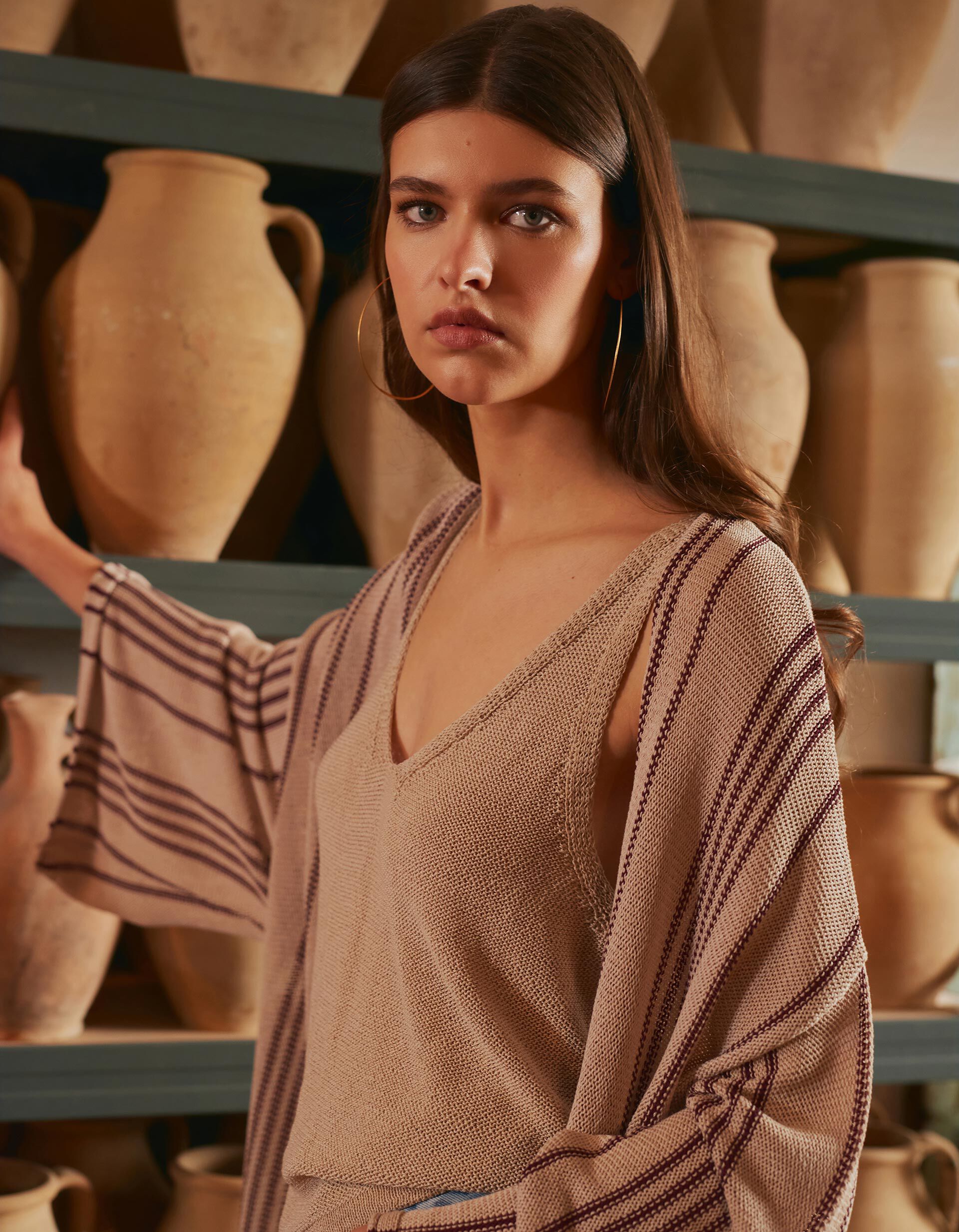 Comprar Online Top Malha, Mulher, Bege Claro