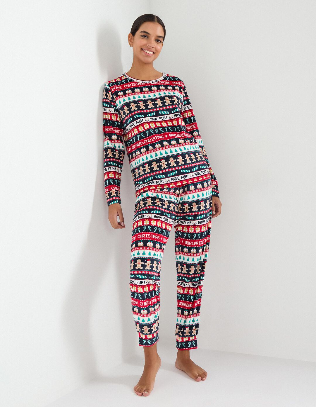 Pijama Polar de Natal, Mulher, Multicor
