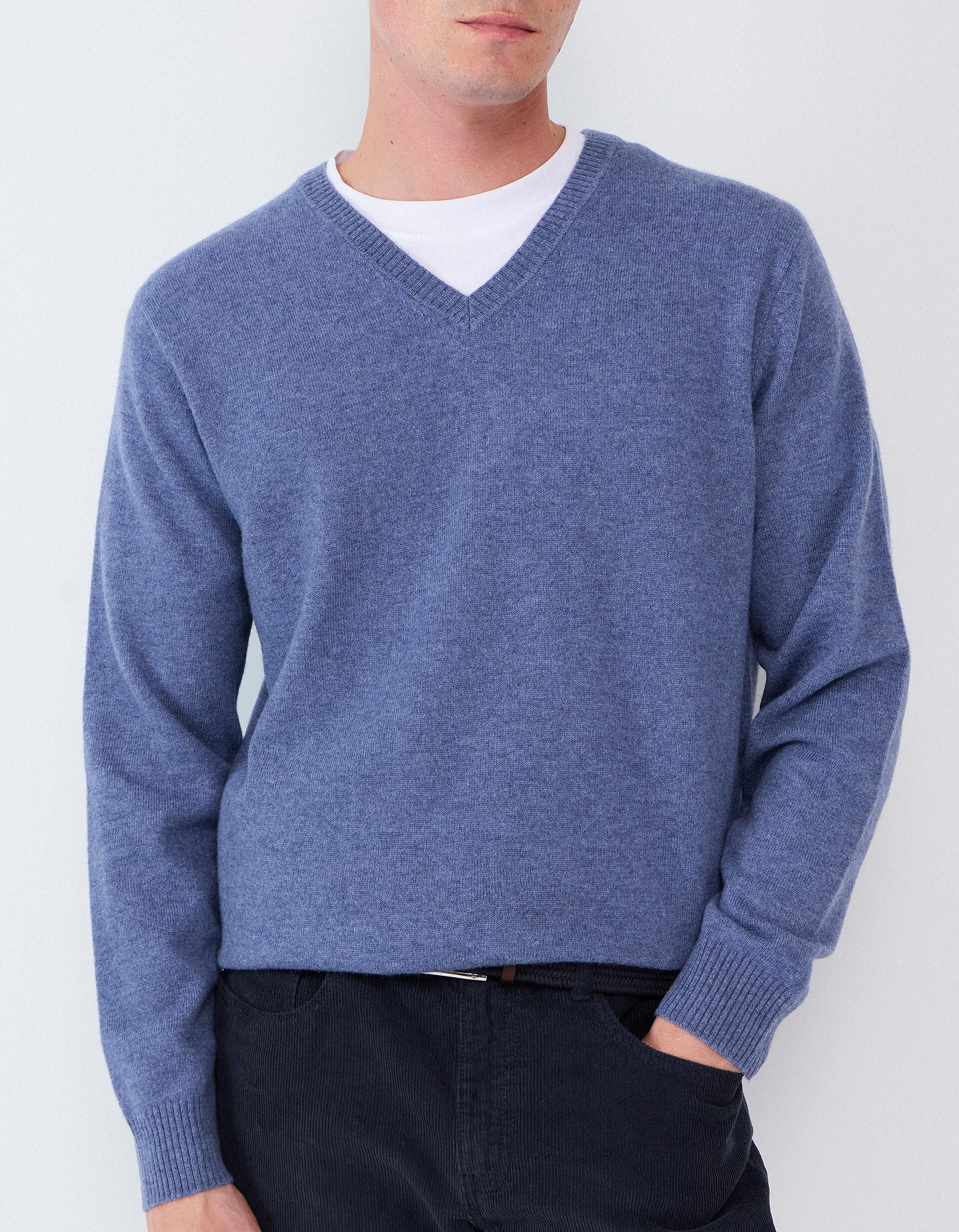 Comprar Online Camisola Com Mistura De L&atilde;, Homem, Azul 