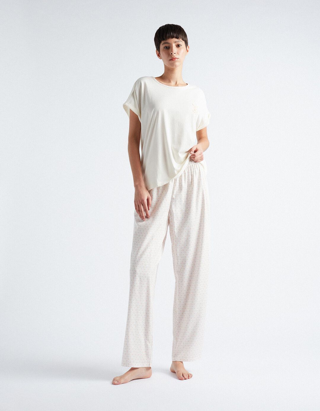 Geometric Print Pyjamas, Women, White