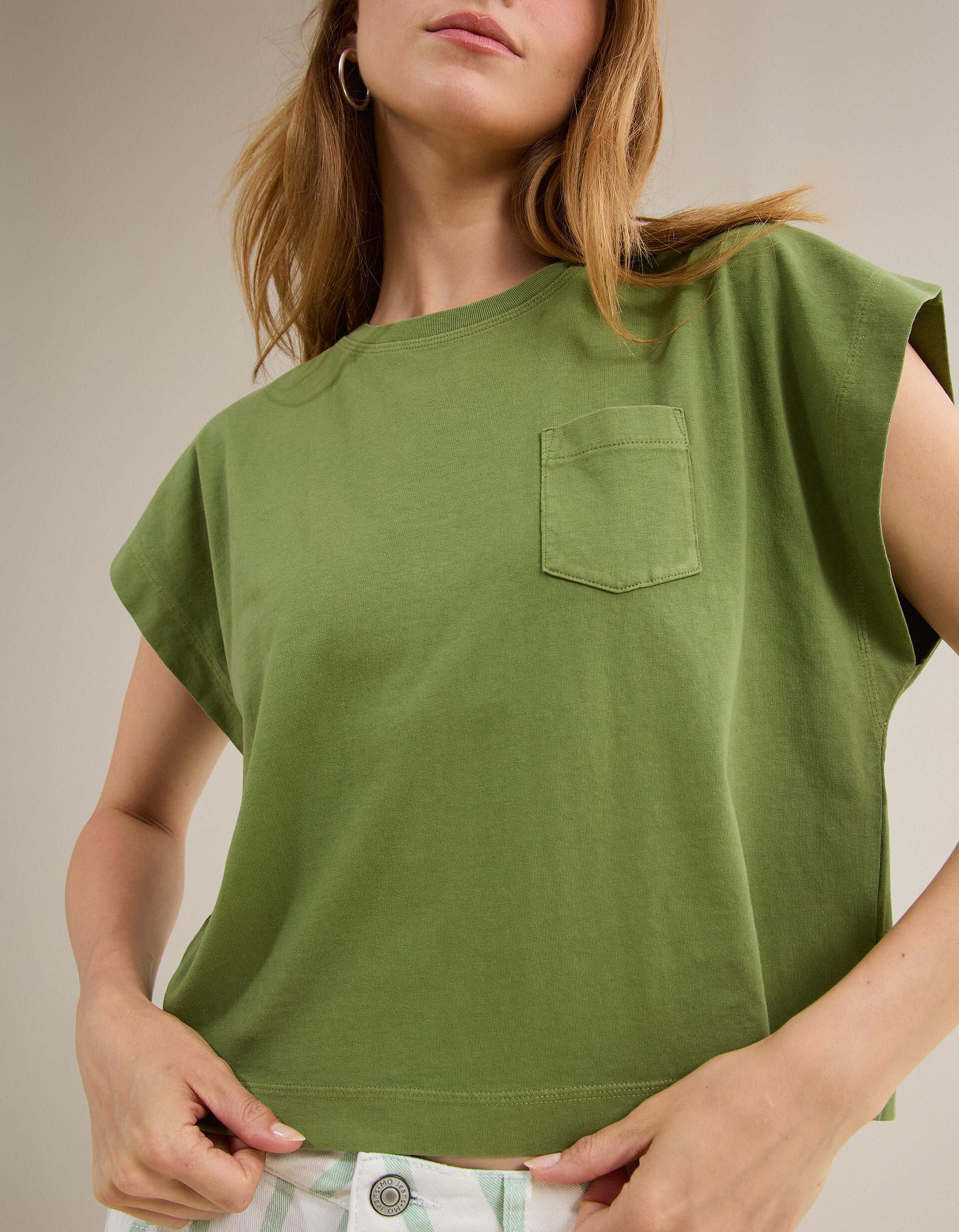 Comprar Online T-shirt Com Bolso, Mulher, Verde