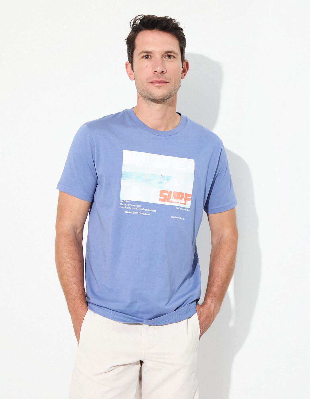 T-shirt Jersey Estampado, Homem, Azul 