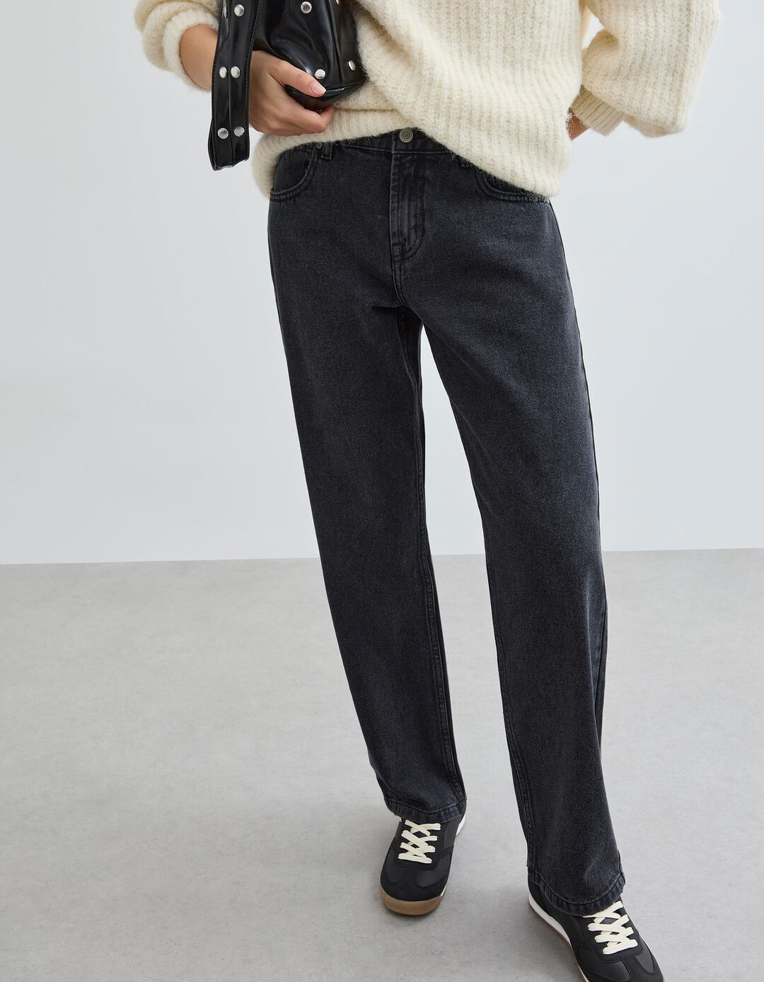 Cal&ccedil;as de Ganga 'Straight Fit', Mulher, Preto