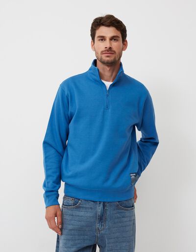 Zip Sweatshirt, Men, Blue