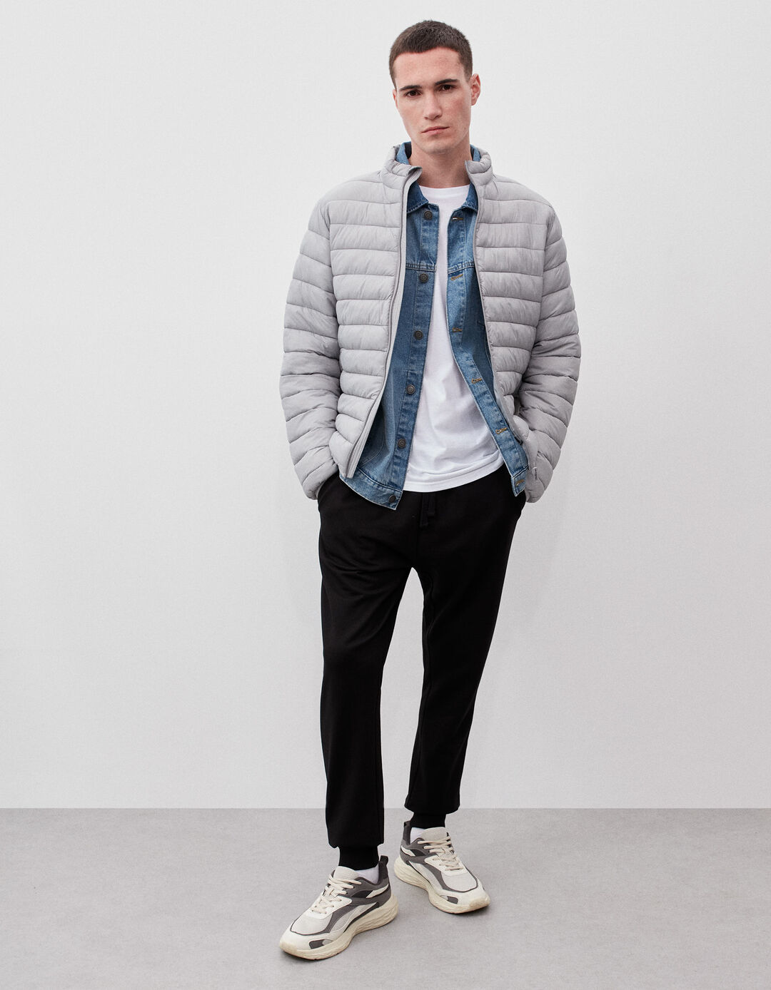 Quilted Jacket, Men, Gray