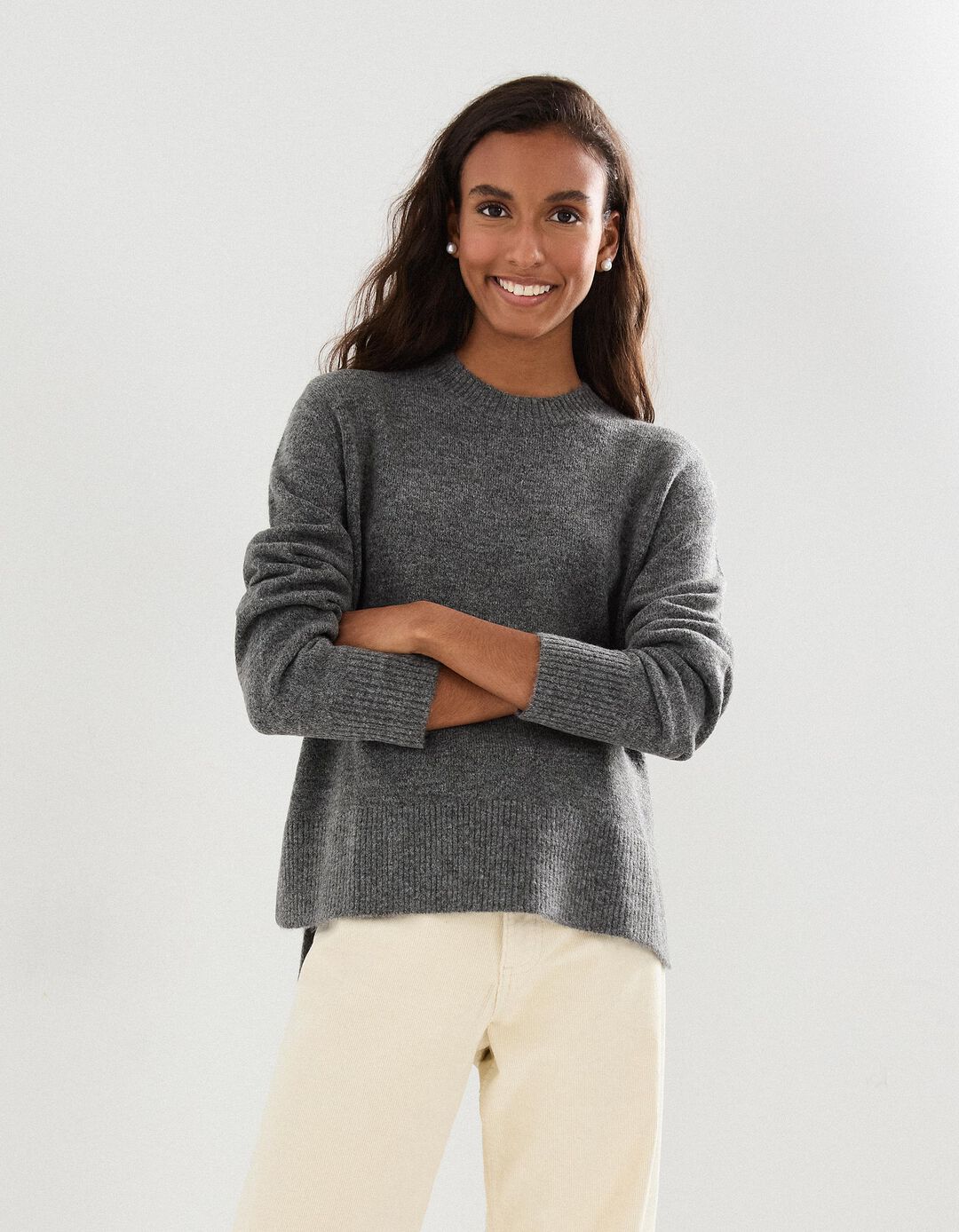 Camisola de Malha, Mulher, Cinzento Escuro