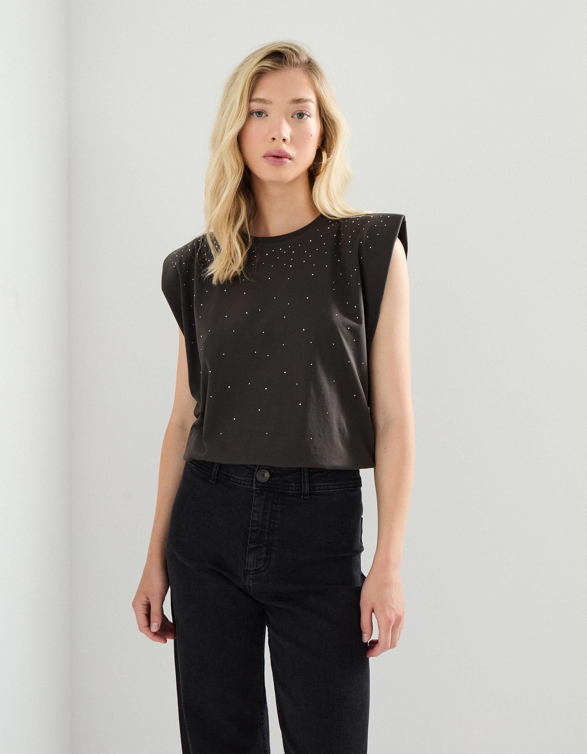 Comprar Online T-shirt sem Mangas, Mulher, Cinzento Escuro 