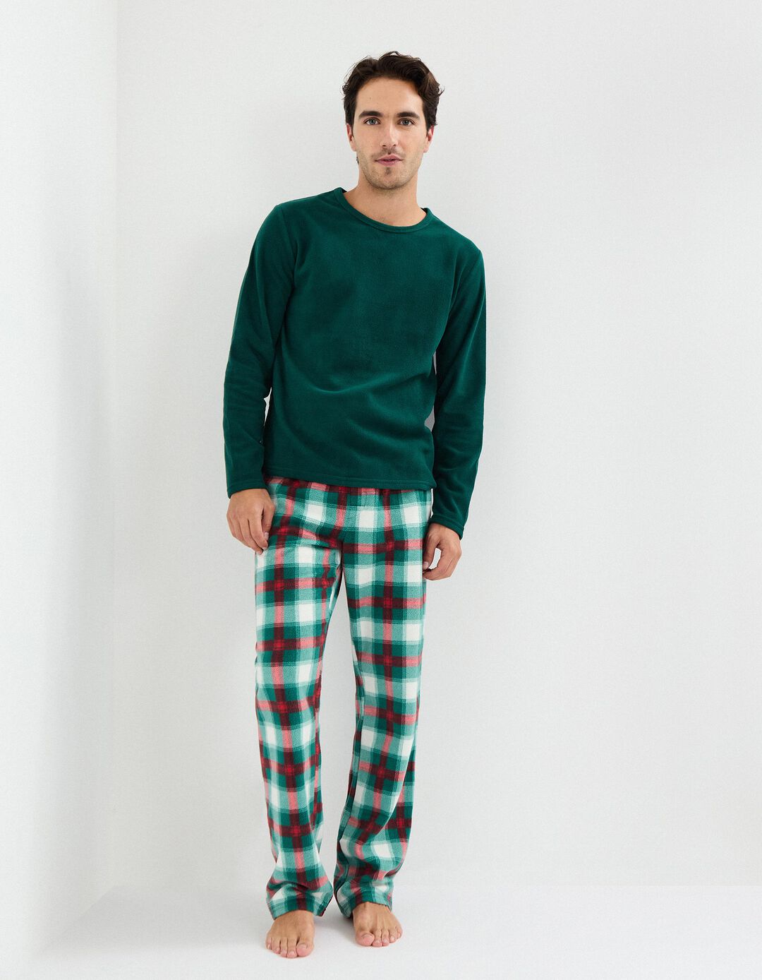 Pijama Polar Natal, Homem, Verde Escuro