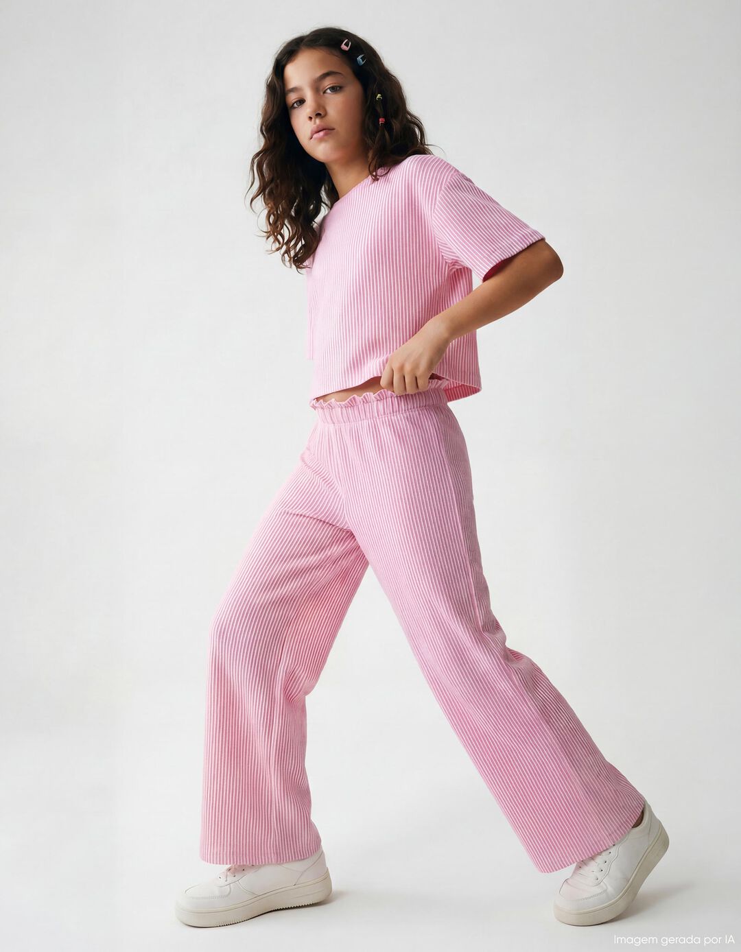 Conjunto, Menina, Rosa