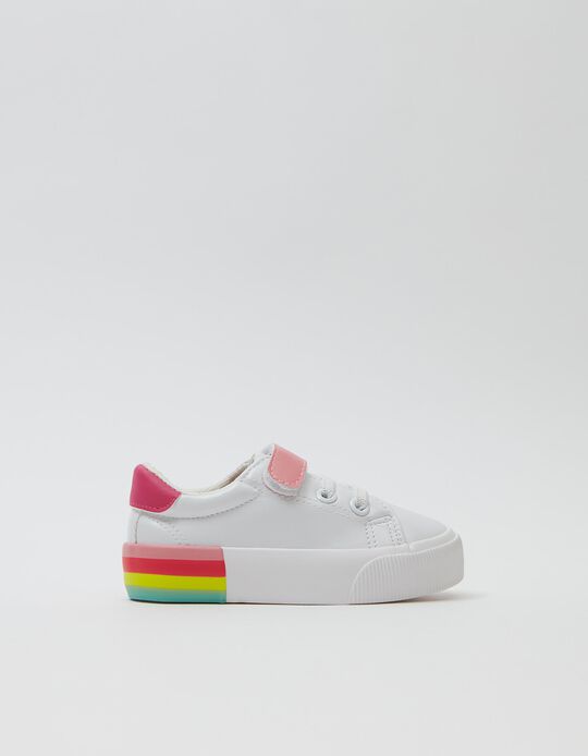 Colourful Trainers, Babies, White/ Pink