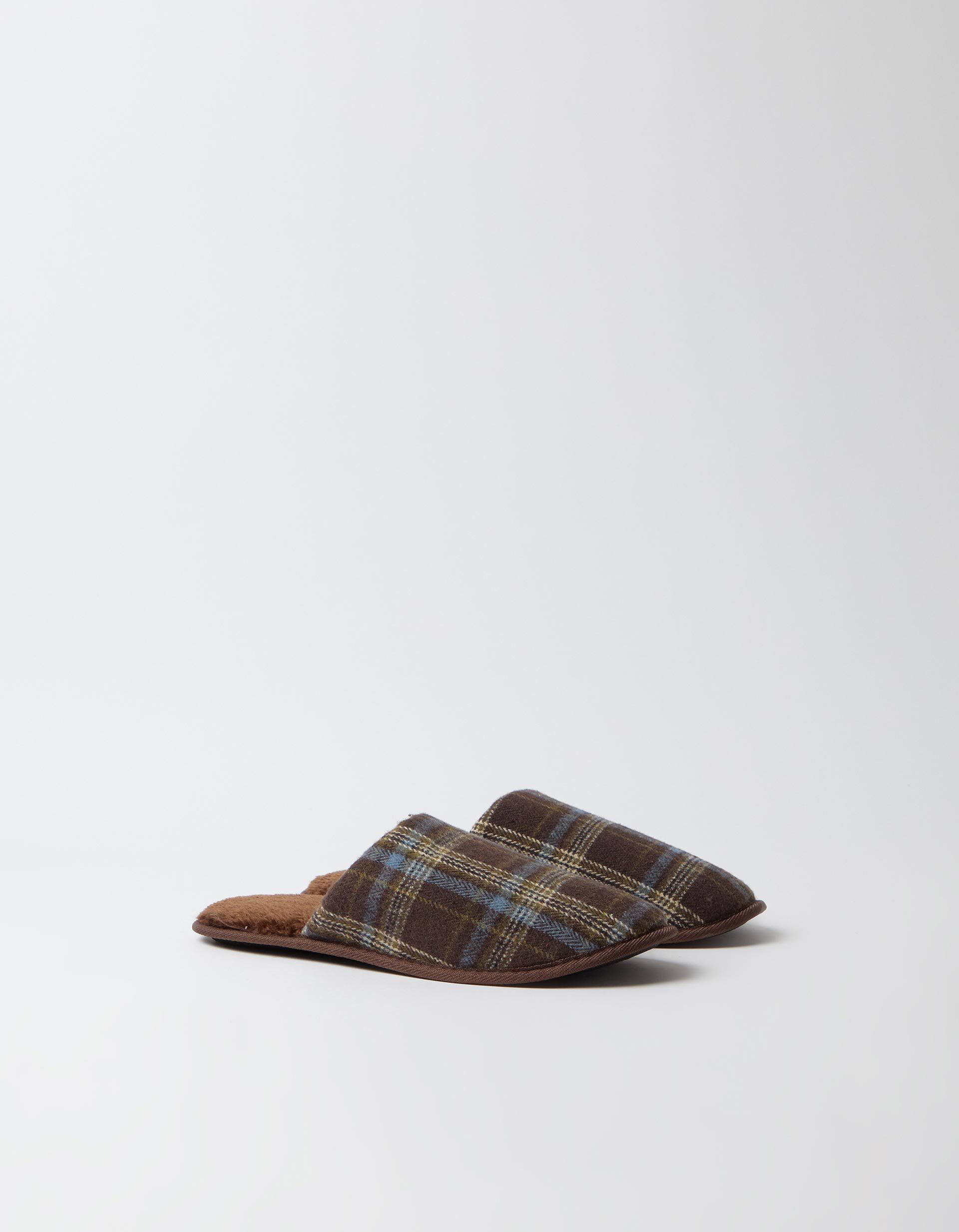 Comprar Online Chinelos De Quarto Xadrez, Homem, Castanho