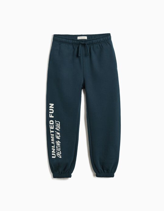 Comprar Online Calças Jogging de Felpa, Menino, Azul Escuro 