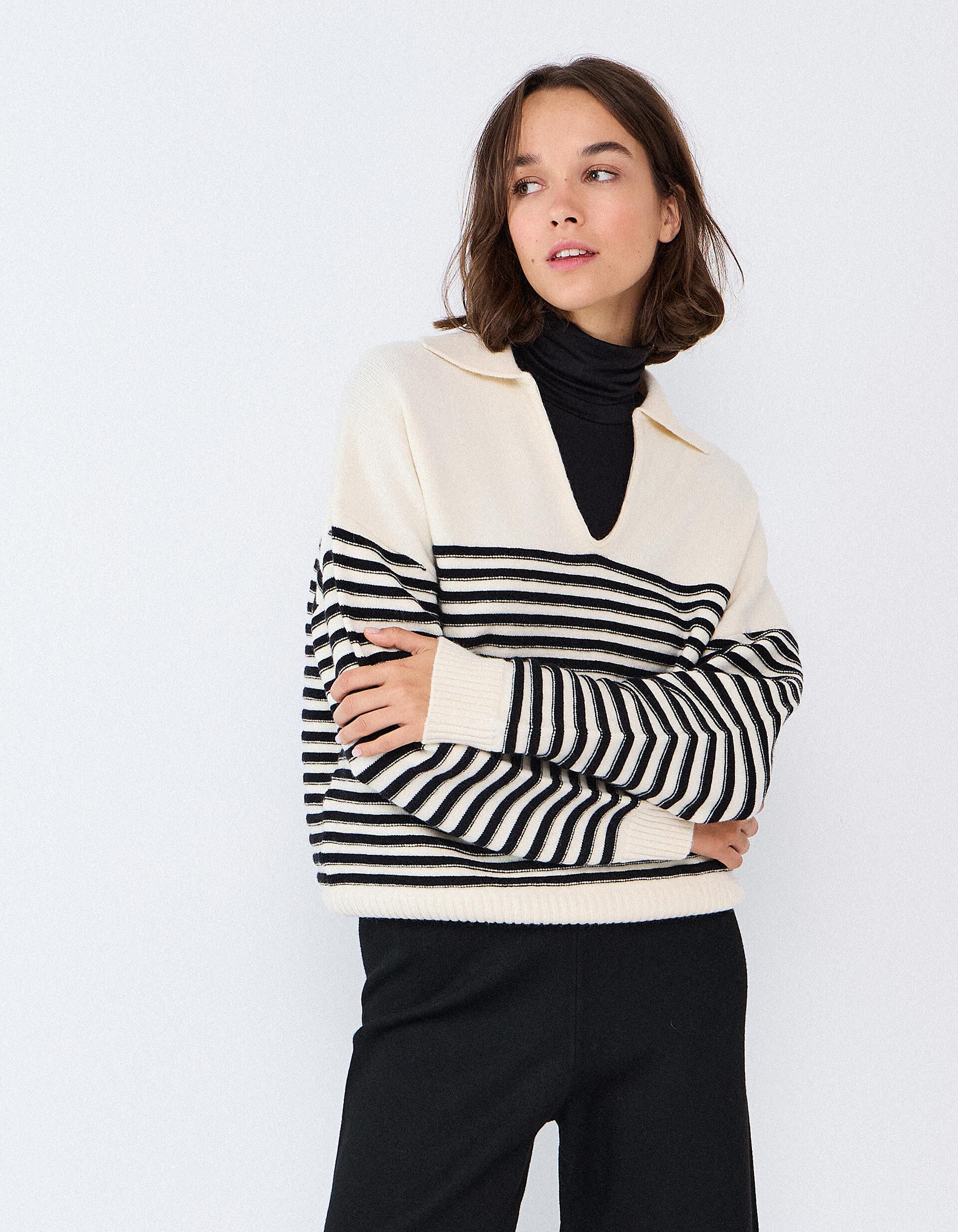 Camisola De Malha &Agrave;s Riscas, Mulher, Preto