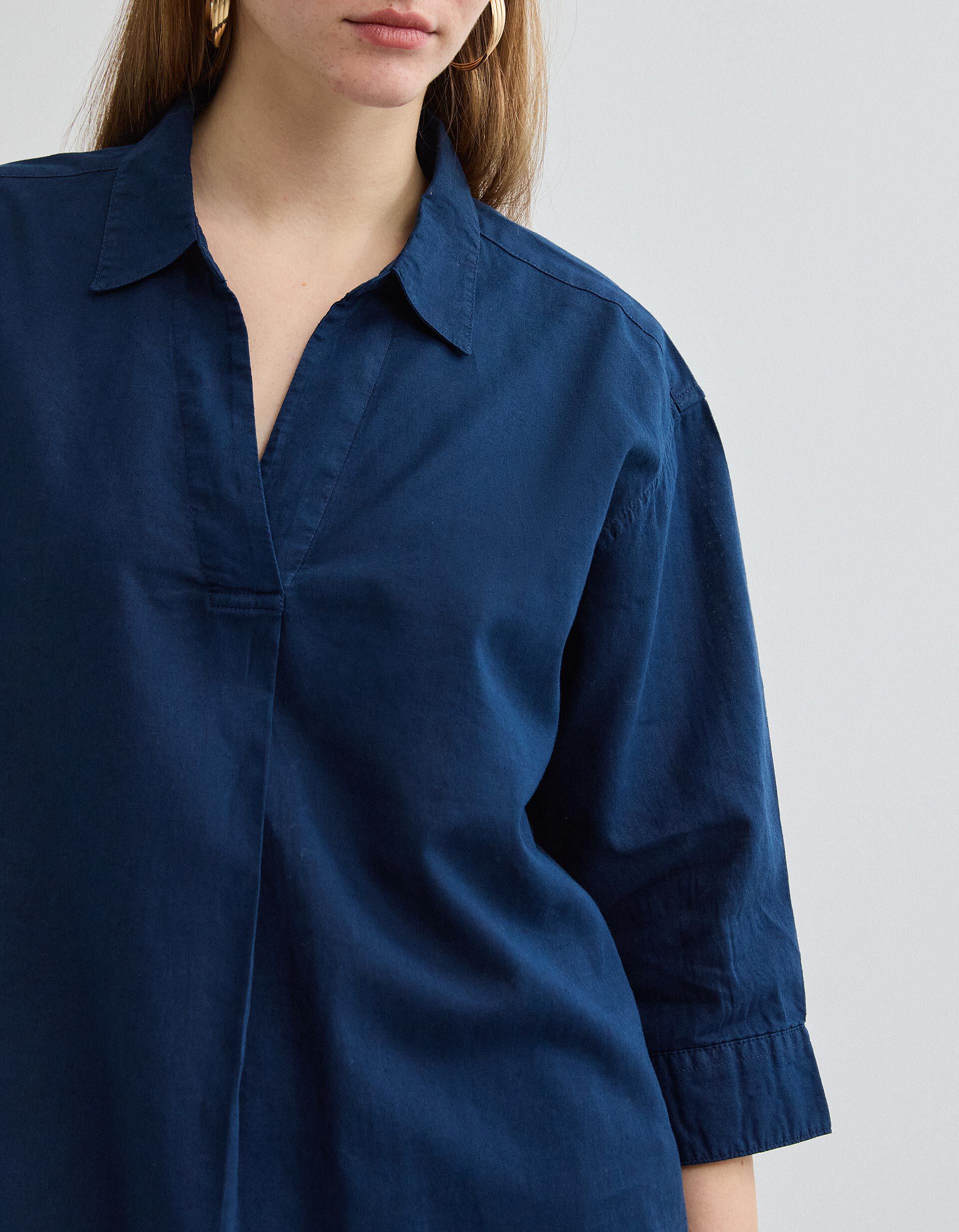 Comprar Online Blusa com Linho, Mulher, Azul Escuro