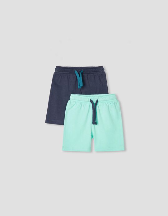 2 Shorts Pack, Baby Boys, Dark Blue/ Light Green