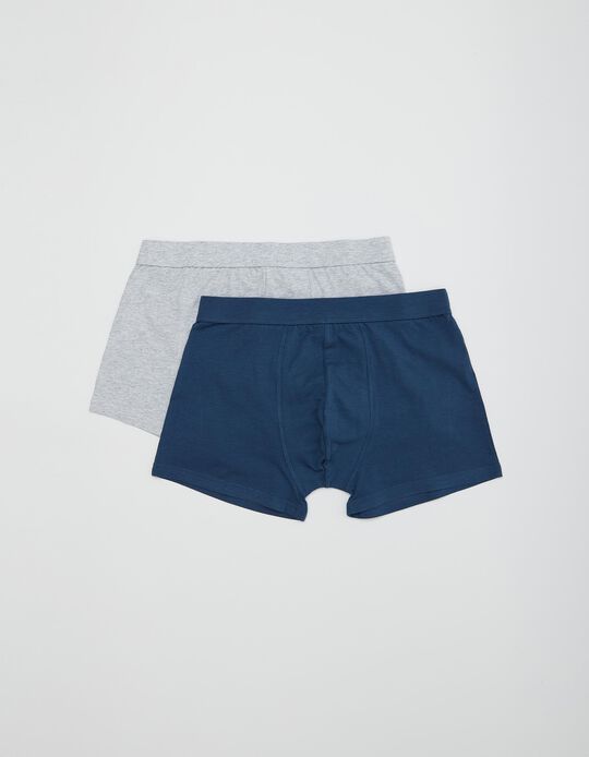 Pack of 2 Boxer Shorts, Men, Blue/Grey