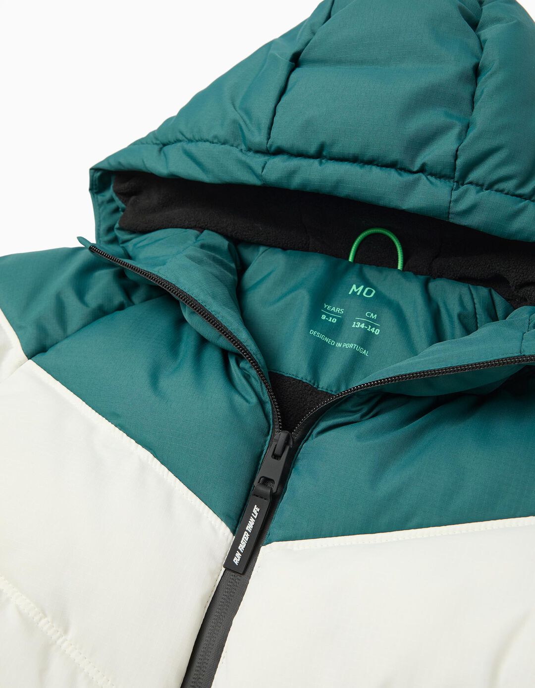 Casaco Acolchoado com Capuz, Menino, Verde Escuro
