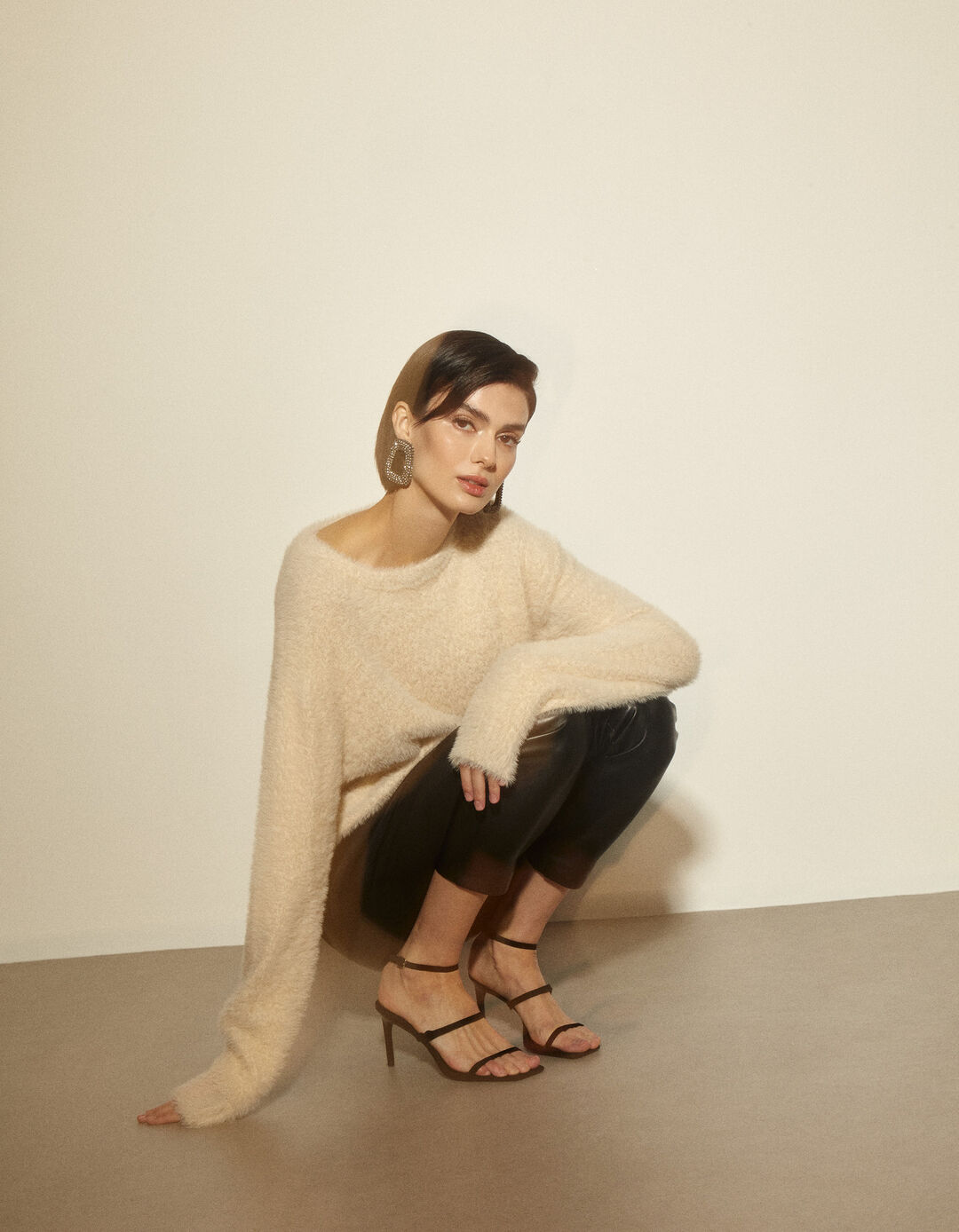 Fur Effect Sweater, Woman, Beige