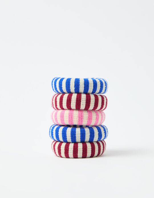 Comprar Online Pack 5 El&aacute;sticos &agrave;s Riscas, Mulher, Multicolor