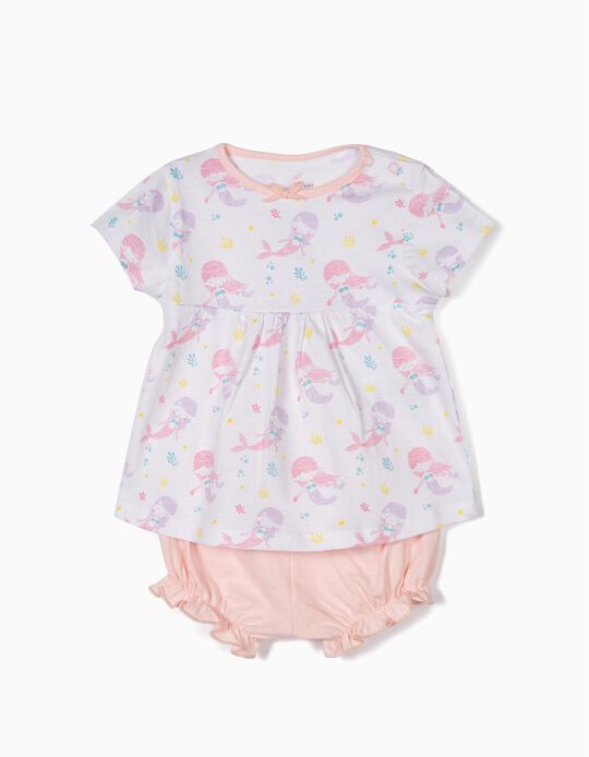 Pijama para Beb&eacute; Menina 'Mermaid', Branco e Rosa