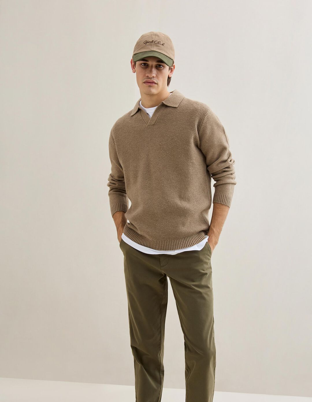 Polo de Malha, Homem, Castanho Claro