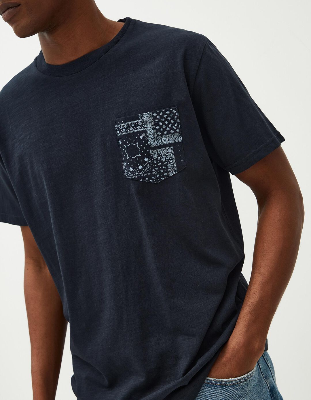 T-shirt Bolso Estampado, Homem, Azul 