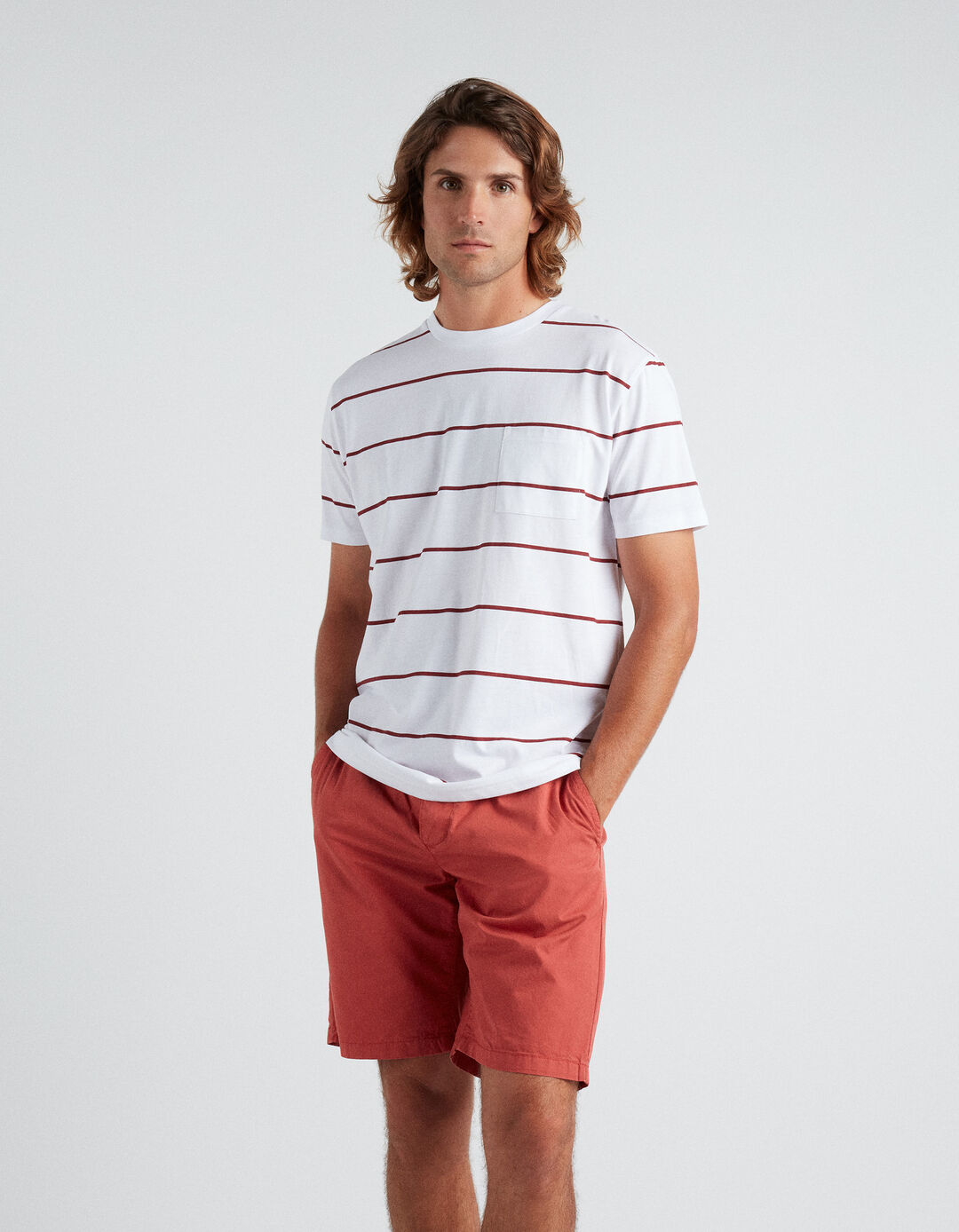 Stripes T-shirt, Men, Dark Red