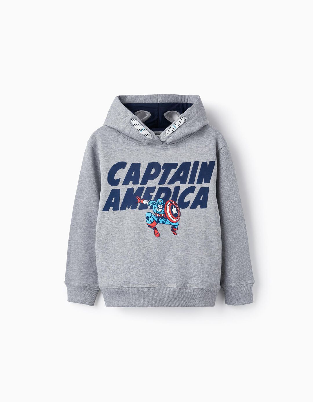 Cotton Hooded Sweatshirt for Boys 'Captain America', Gray