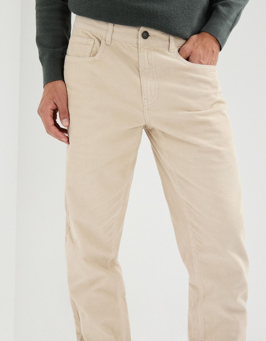 Calças de Bombazina, Homem, Cru