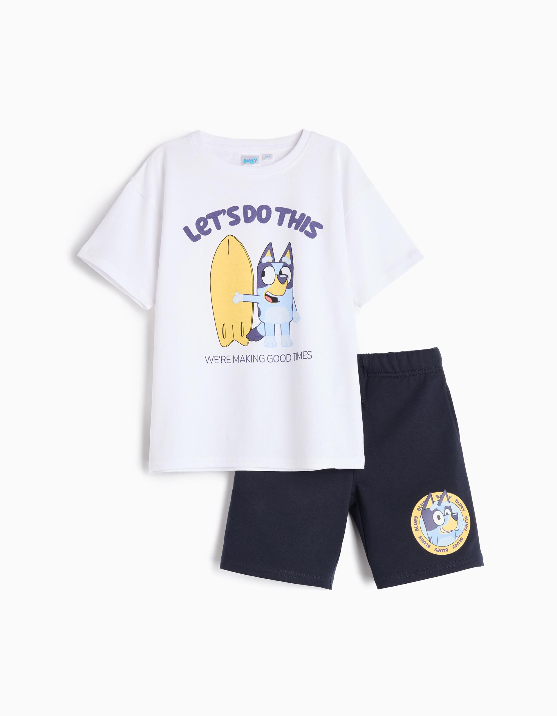Conjunto T-Shirt e Cal&ccedil;&otilde;es 'Bluey', Menino, Branco