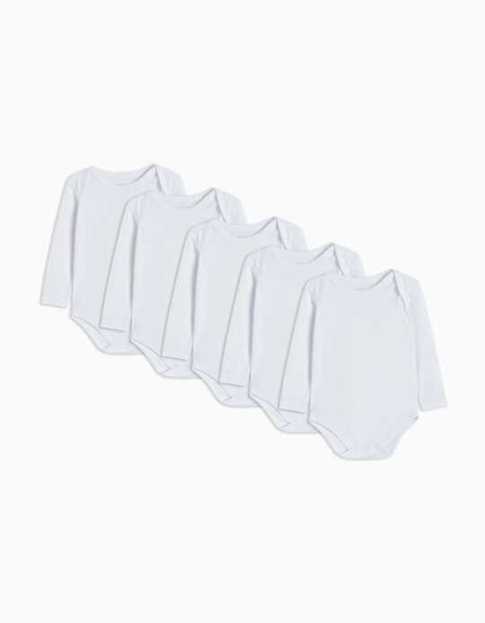 Comprar Online Pack 5 Long Sleeve Bodies, Baby Boy, White