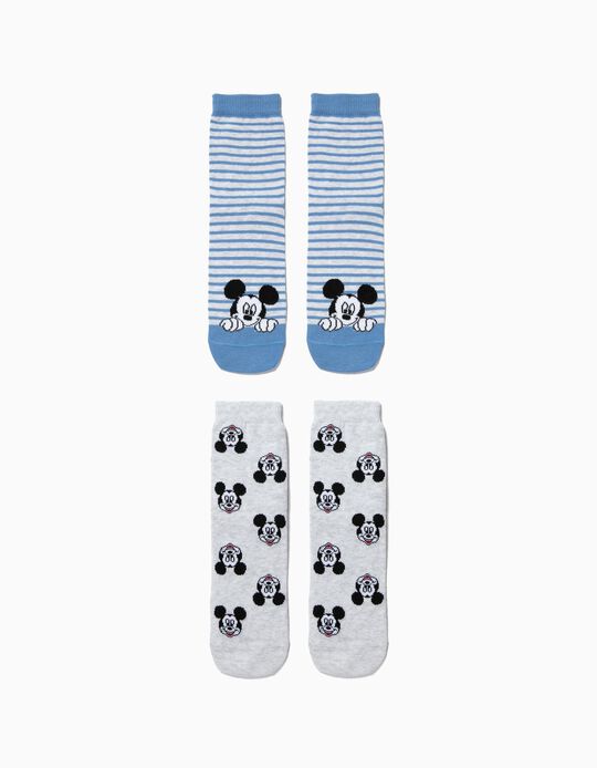 Pack 2 Meias Antiderrapantes para Menino 'Mickey',  Azul e Cinza