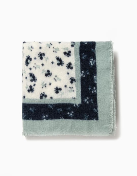 Len&ccedil;o Cachecol Florido Azul