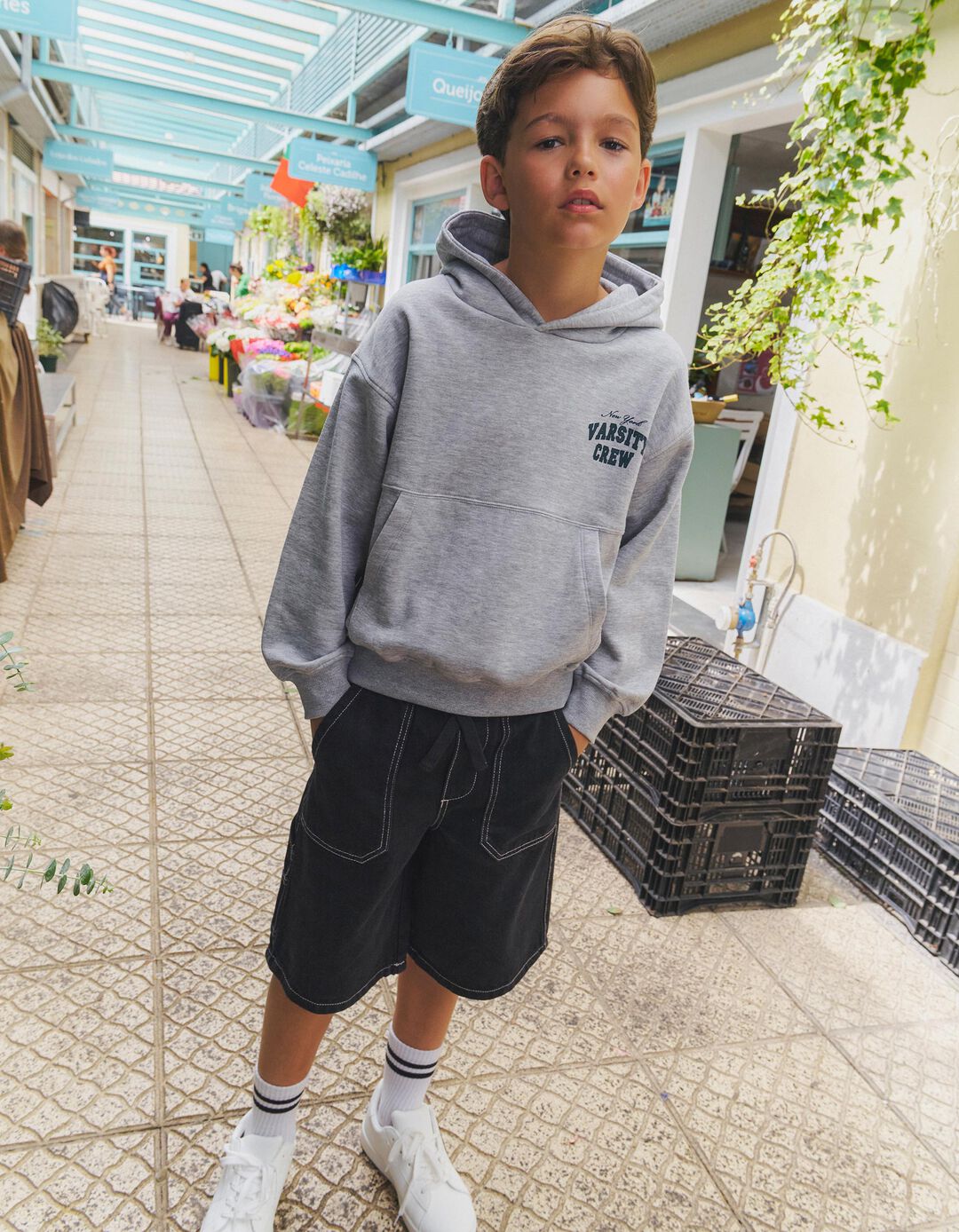Cal&ccedil;&otilde;es de Ganga 'Loose Fit', Menino, Preto