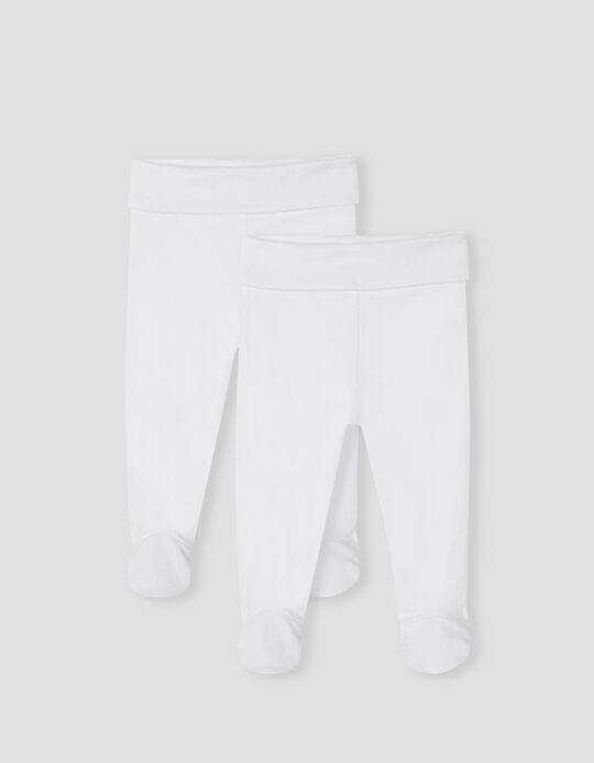 2 Pantalones Lisos, Bebé, Blanco