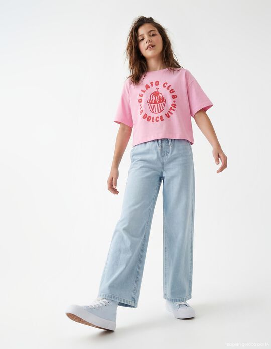 Comprar Online Cal&ccedil;as de Ganga 'Wide Leg', Menina, Azul Claro