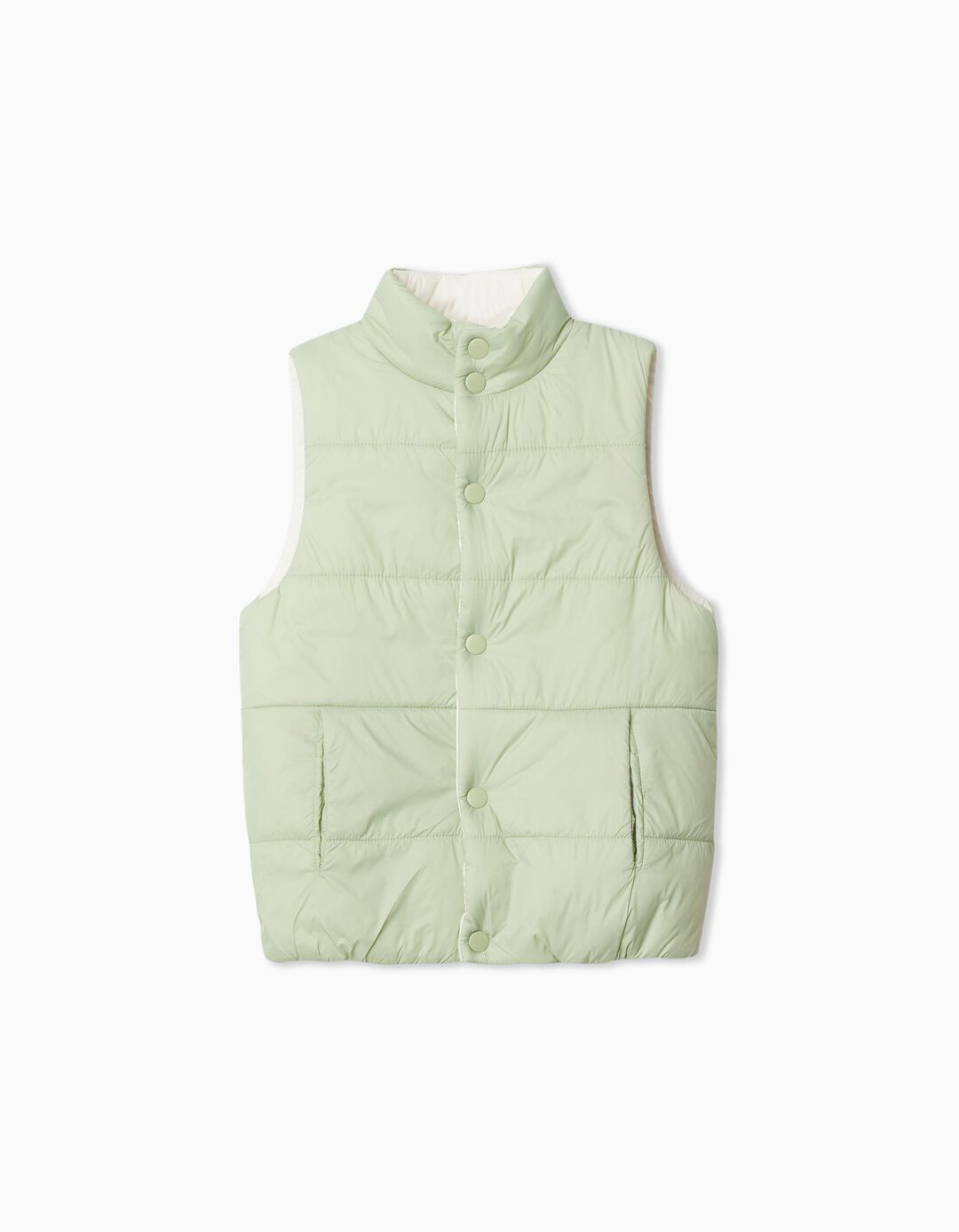 Reversible Padded Vest, Girl, White/Light Green