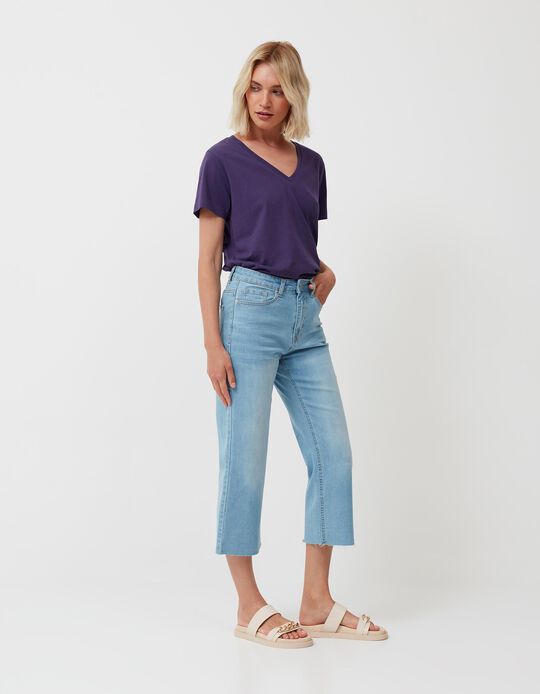 Cropped Flare Jeans, Women, Light Blue