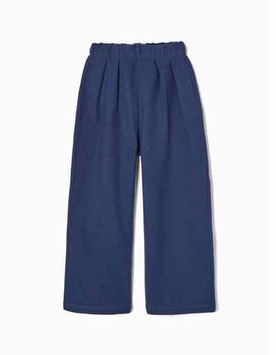 Cotton Culotte Trousers for Girls, Dark Blue