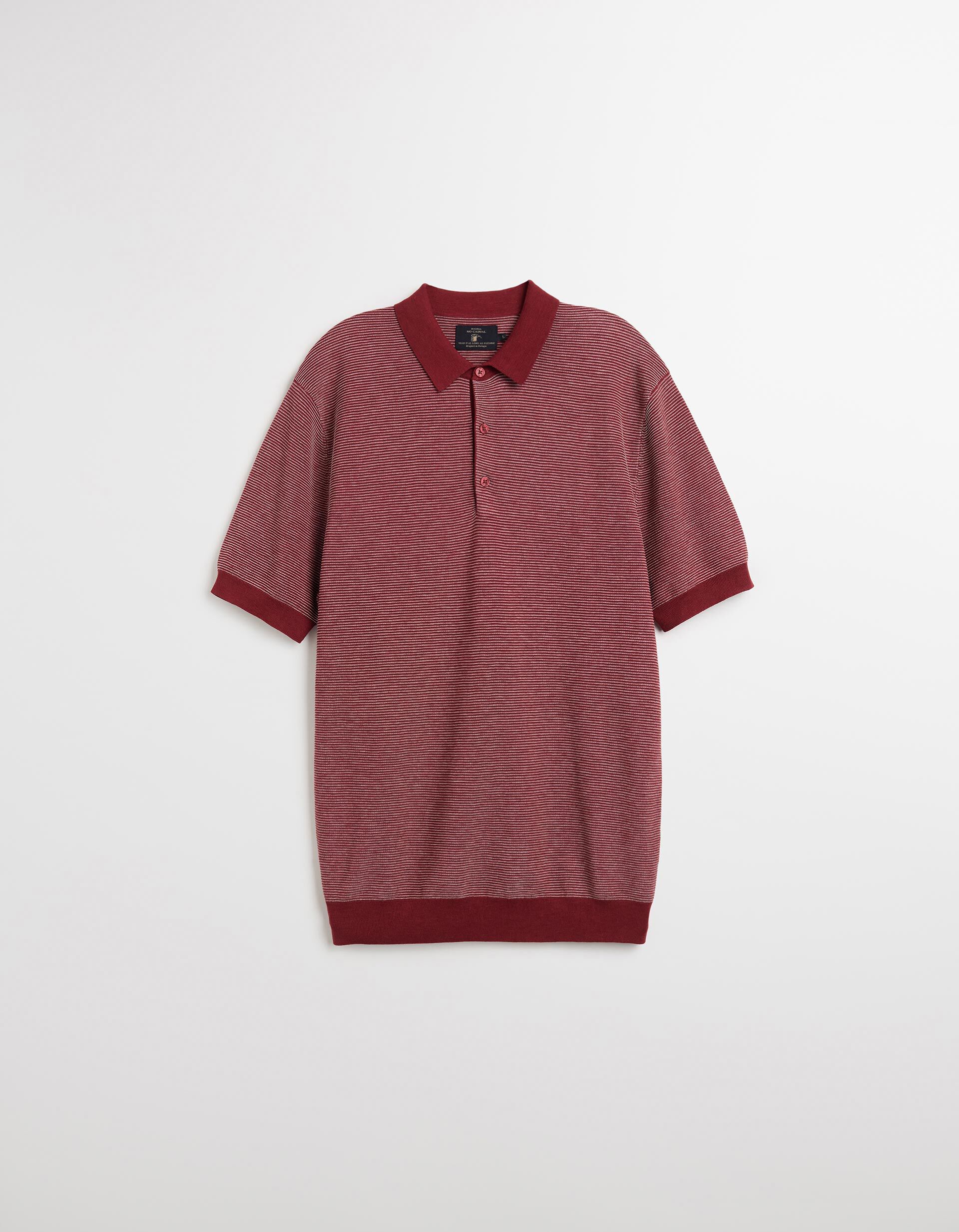 Comprar Online Polo de Malha com Riscas, Homem, Vermelho Escuro