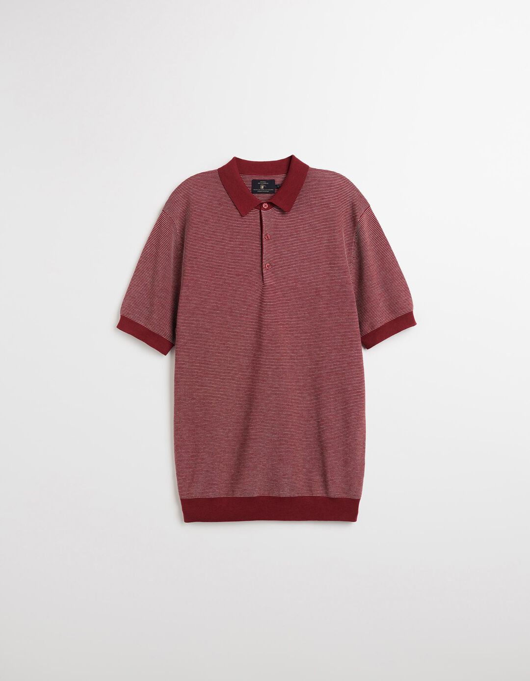 Polo de Malha com Riscas, Homem, Vermelho Escuro