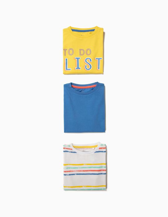 3 T-shirts para Menino 'To Do List', Multicolor