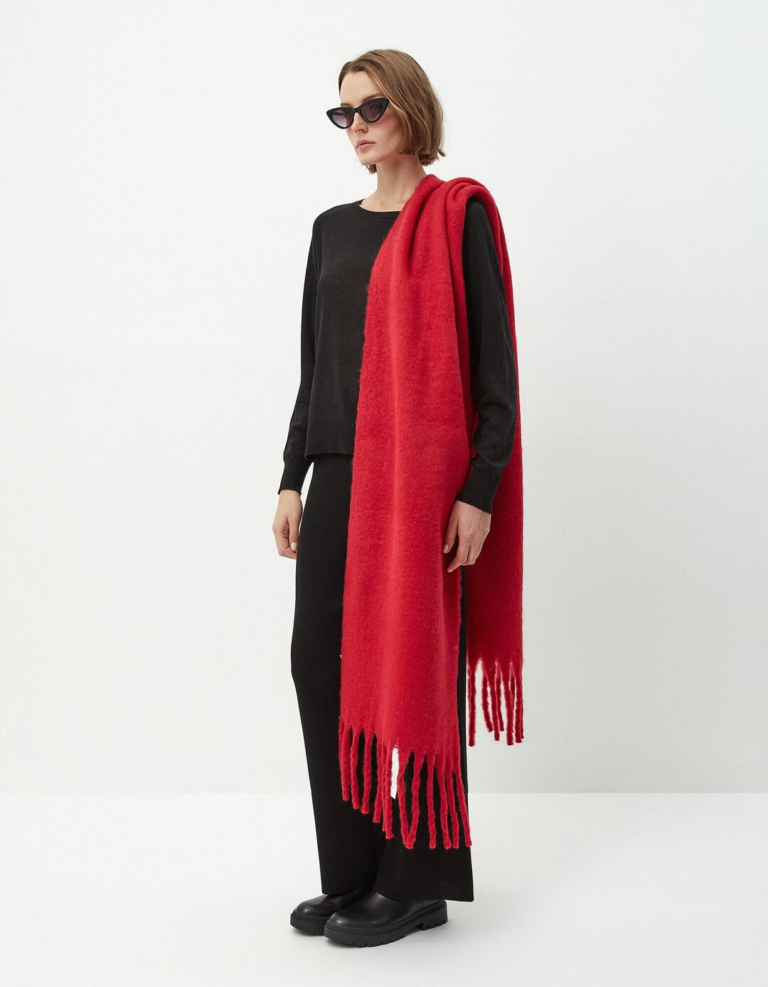Cachecol Comprido Liso, Mulher, Vermelho