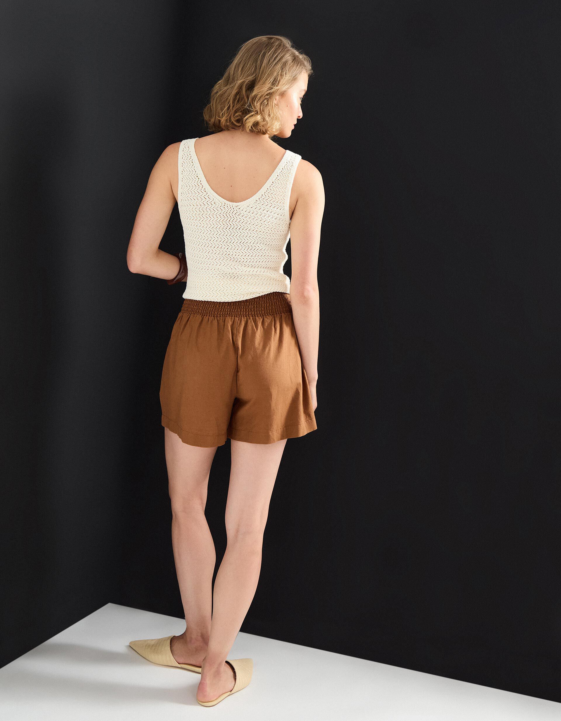 Comprar Online Cal&ccedil;&otilde;es com Linho, Mulher, Castanho Claro