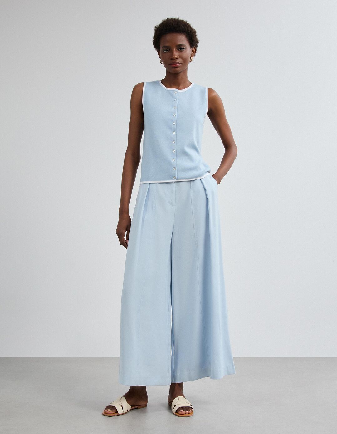 Cal&ccedil;as Culotte, Mulher, Azul Claro