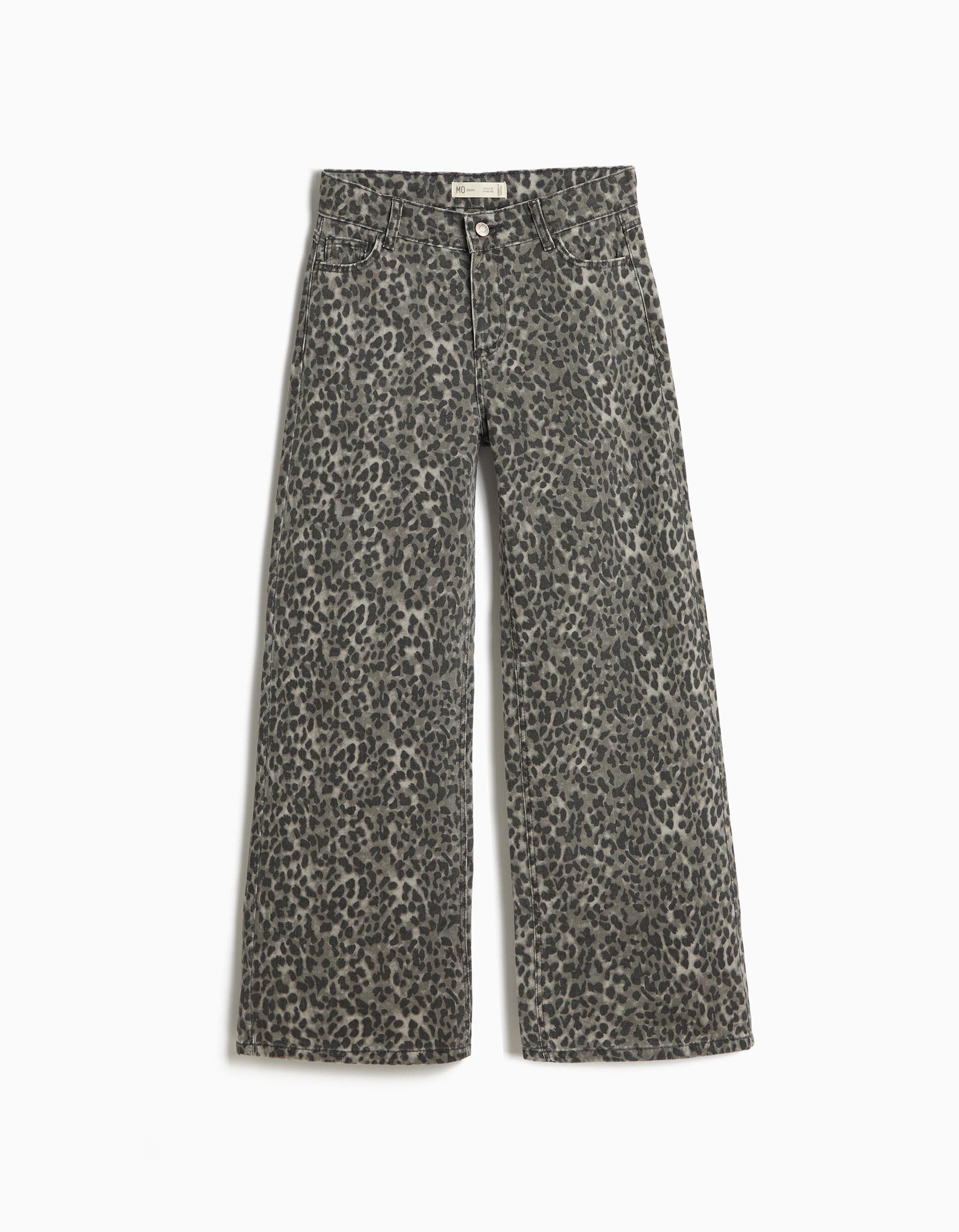 Comprar Online Cal&ccedil;as Wide Leg Animal Print, Menina, Cinzento Escuro