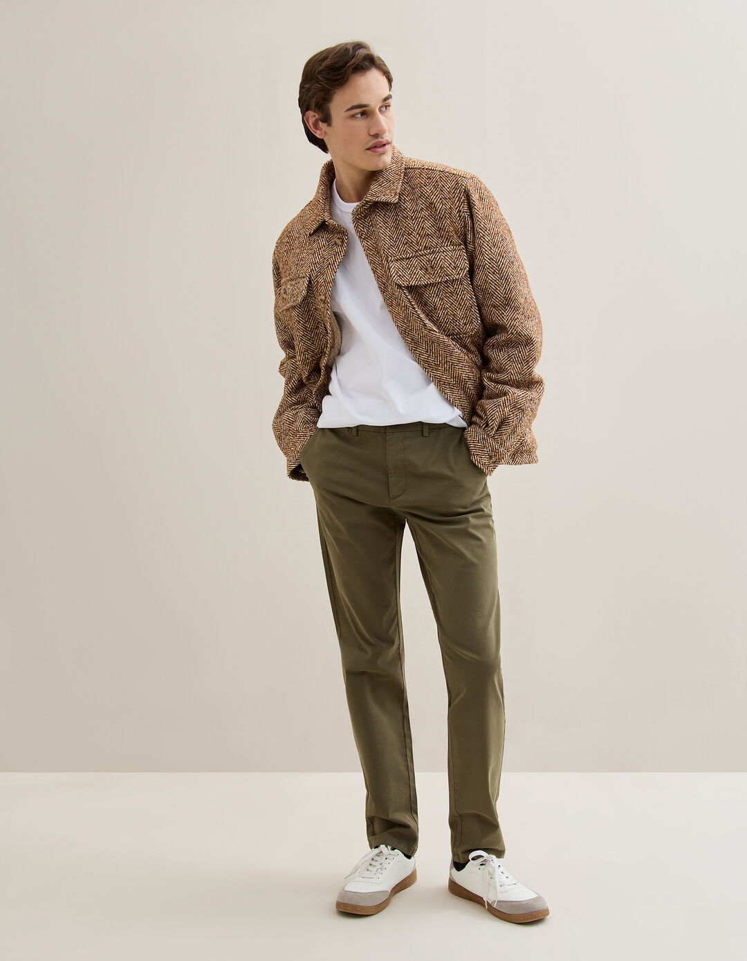 Calças Chino Slim, Homem, Verde Escuro