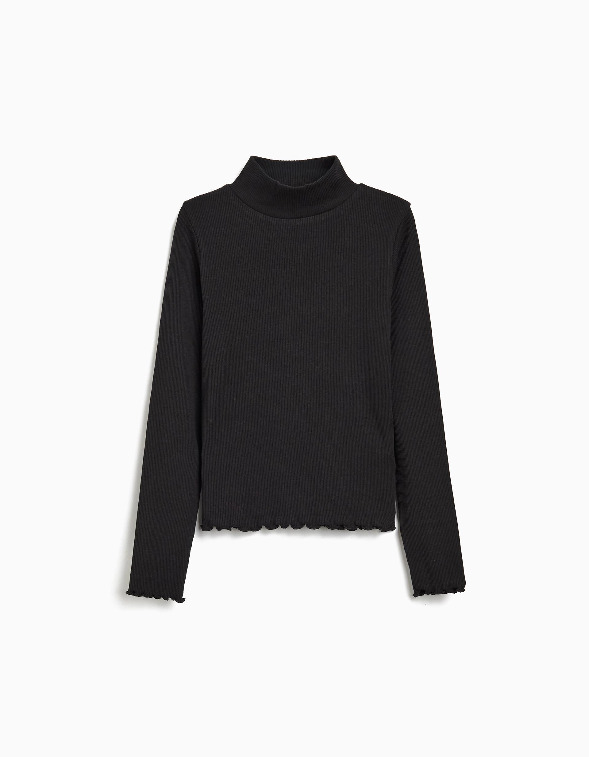 Camisola com Gola Alta, Menina, Preto