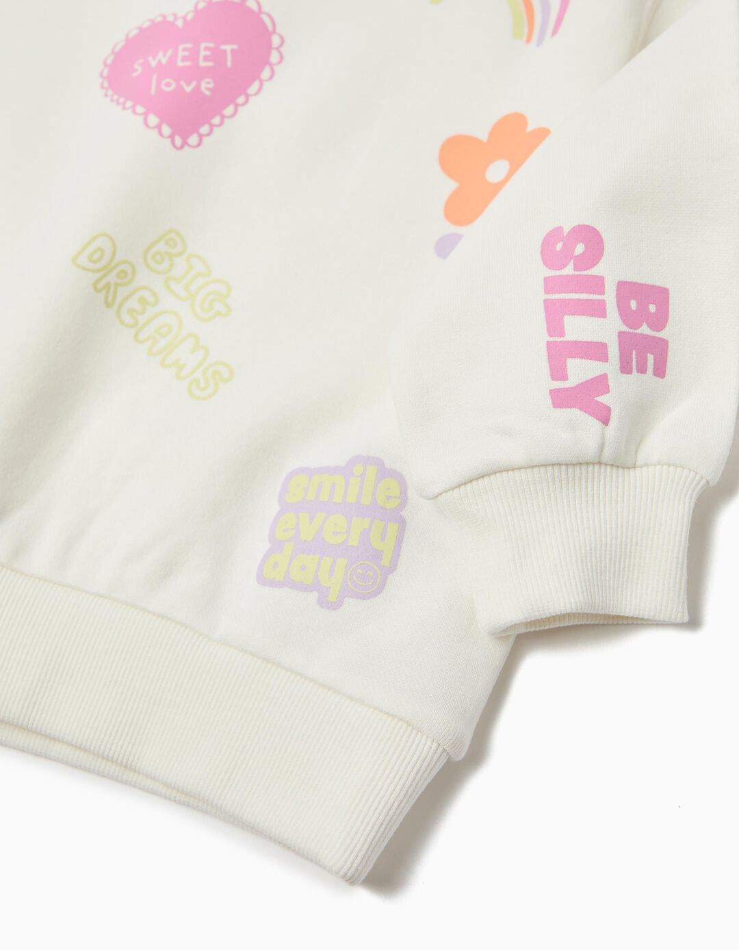 Sweatshirt de Felpa, Menina, Branco